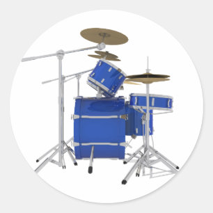 Blauwe drumkit: ronde sticker