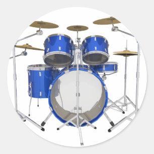 Blauwe drumkit: ronde sticker