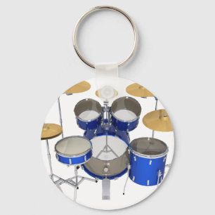Blauwe drumkit: sleutelhanger