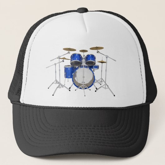 Blauwe drumkit: trucker pet (Voorkant)