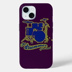 Blauwe drums / drummer iPhone 15 case