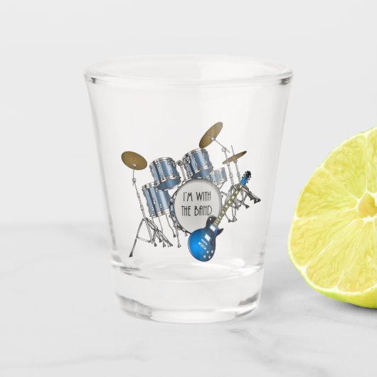 Blauwe Drumstel & Gitaar Shotglas Shot Glas (Voorkant)
