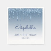 Blauwe druppelaar Glam Birthday Party Servet (Voorkant)
