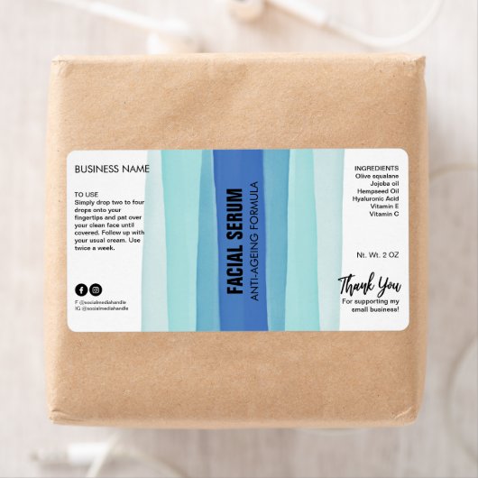 Blauwe druppelflesjes met stripper etiket (Insitu)