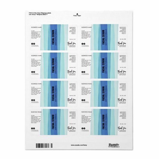 Blauwe druppelflesjes met stripper etiket (Full Sheet)