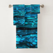 Blauwe druppels Acrylkleurstof Abstracte vloeibaar Bad Handdoek (Insitu)