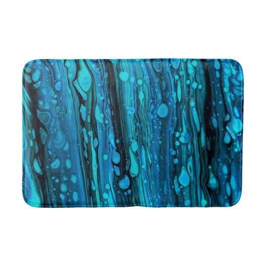 Blauwe druppels Acrylkleurstof Abstracte vloeibaar Badmat (Voorkant)