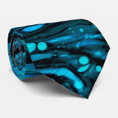 Blauwe druppels Acrylkleurstof Abstracte vloeibaar Stropdas (Opgerold)