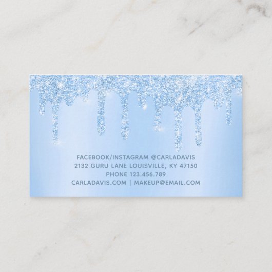 Blauwe druppels, salon Makeup artiest Visitekaartje (Achterkant)