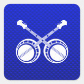 Blauwe Dueling Banjos Vierkante Sticker (Voorkant)