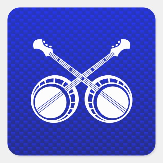 Blauwe Dueling Banjos Vierkante Sticker (Voorkant)