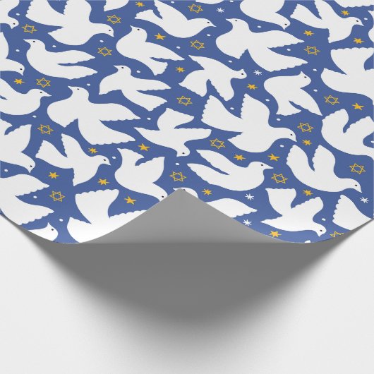 Blauwe duif ster van David Chanoeka Cadeaupapier (Hoek)