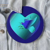 Blauwe duif van het hemelhart ronde button 6,0 cm (In situ)