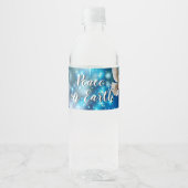 Blauwe Duif Vrede Kerstmis Waterfles Etiket (Voorkant)