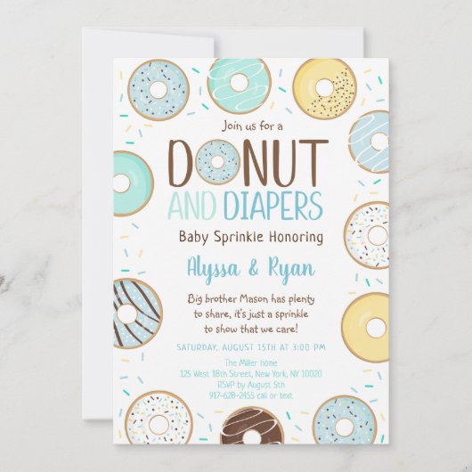 Blauwe duitjes en luiers Baby Sprinkle Kaart (Voorkant)