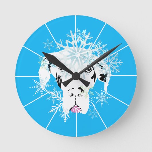 Blauwe Duitse Dog Ronde Klok (Voorkant)