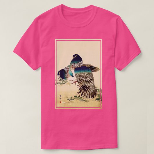 Blauwe duiven van Kono Bairei T-shirt (Design voorkant)