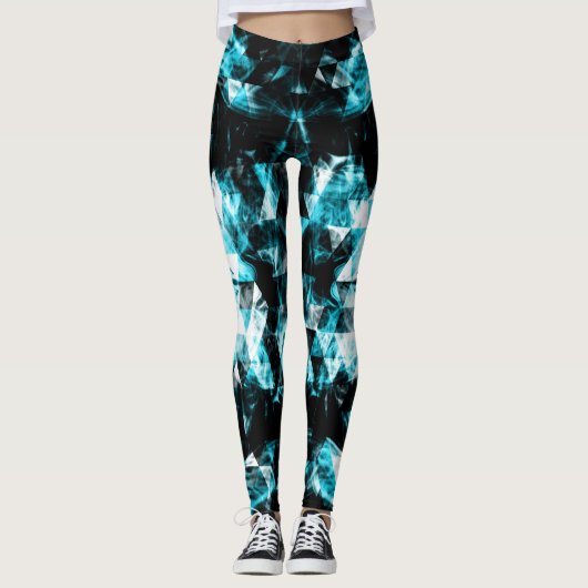 Blauwe, dunne driehoeksvlammen elektrolytisch leggings (Voorkant)