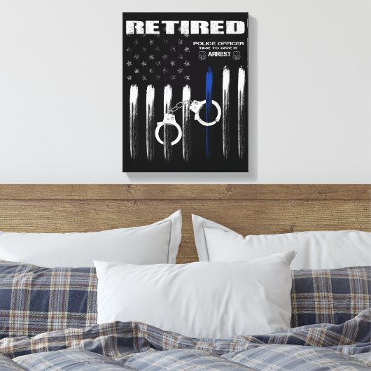 Blauwe dunne lijngrunge canvas afdrukken (Insitu (Slaapkamer))