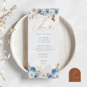 Blauwe Dusty Blue Boho Floral Menu