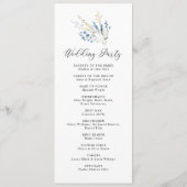 Blauwe Dusty Dainty Wild Floral Wedding Flat Progr Programmakaart (Achterkant)