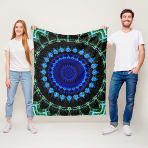 Blauwe Dwerg Mandala Fleece Deken