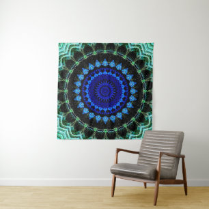 Blauwe Dwerg Mandala Wandkleed