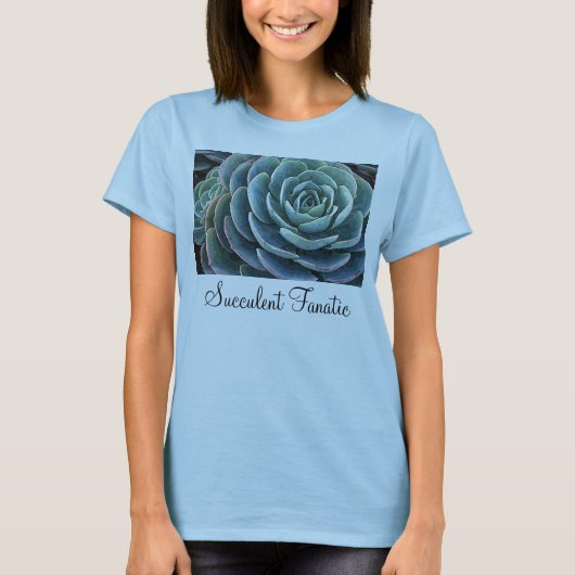 Blauwe echeveria dames T-shirt (Voorkant)