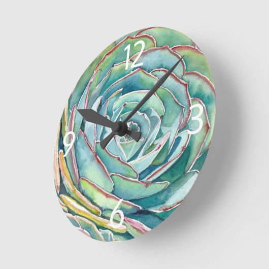 Blauwe Echeveria wandklok (Hoek)