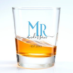 Blauwe echtgenoot bruidegom Mr Wedding Jubileum Shot Glas