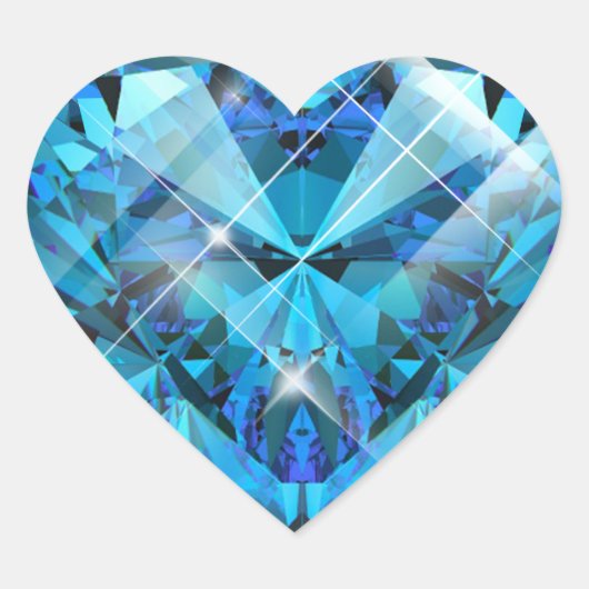 Blauwe Edelsteen Hart Sticker (Voorkant)