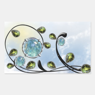 Blauwe Edelsteen Rechthoekige Sticker