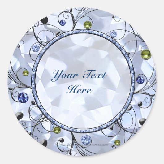 Blauwe Edelsteen Ronde Sticker (Voorkant)