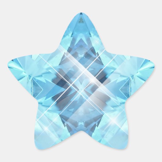 Blauwe Edelsteen Ster Sticker (Voorkant)