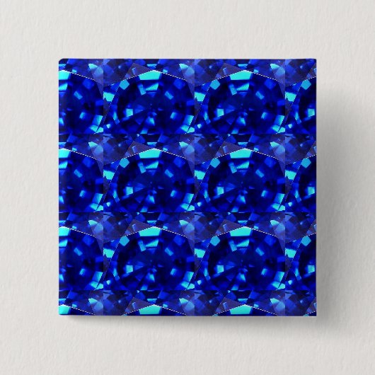 blauwe edelsteen vierkante button 5,1 cm (Voorkant)