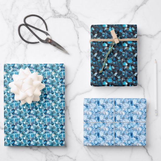 Blauwe Edelstenen Inpakpapier Vel (Voorkant)