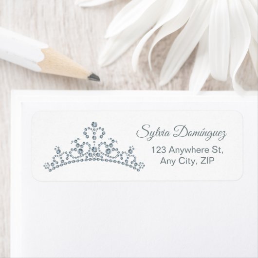 Blauwe edelstenen Tiara Quinceanera Etiket (Insitu)
