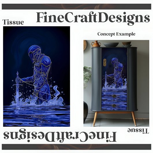 Blauwe Edelvrouwe Ridder Met Zwaard Decoupage Link Tissuepapier
