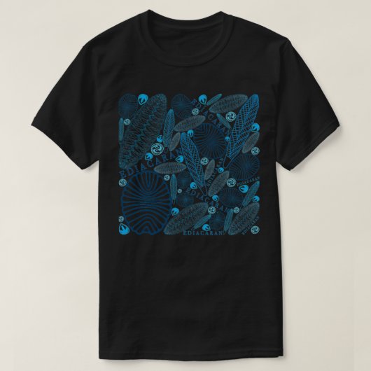 Blauwe Ediacaraanse fossielen, transparant T-shirt (Design voorkant)