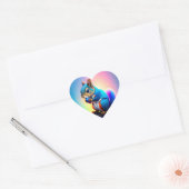 Blauwe eekhoorn eet een fruit-323232 hart sticker (Envelop)