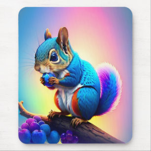 Blauwe eekhoorn eet een fruit-323232 muismat