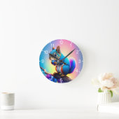 Blauwe eekhoorn eet een fruit-323232 ronde klok (Huis)