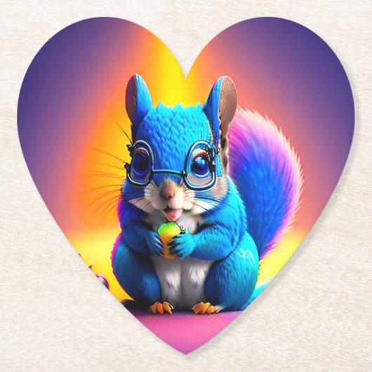 Blauwe eekhoorn eet een fruit-79577 kartonnen onderzetters (Voorkant)