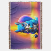 Blauwe eekhoorn eet fruit deken (Voorkant Verticaal)