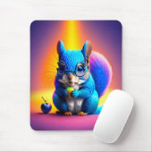 Blauwe eekhoorn eet fruit muismat (Met muis)