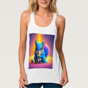 Blauwe eekhoorn eet fruit tanktop