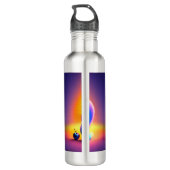 Blauwe eekhoorn eet fruit waterfles  (Achterkant)