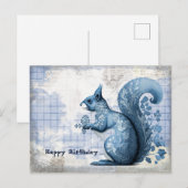 Blauwe Eekhoorn Verjaardagscollage Briefkaart (Voorkant / Achterkant)