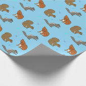 Blauwe eekhoorns cadeaupapier (Hoek)