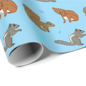 Blauwe eekhoorns cadeaupapier (Rol Hoek)